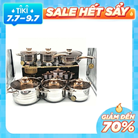 Bộ Nồi Đáy Từ 6 Món EB-8013 Inox Không Gỉ Kèm Năp Kính Cao Cấp Dùng Cho Mọi Loại Bếp