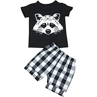 Infant Baby Boys 2 PCS Set 12M-5Y Fox Head Printed T-shirt + Striped Short Newborn Baby Boys Summer Clothing Set