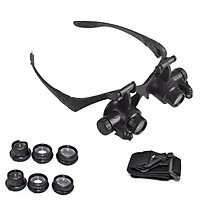 Double Eye Magnifier Glasses Jewelry Watch Repair Loupe Glasses with LED Light and 8 Lens