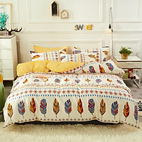 Bộ chăn ga gối cotton LIDACO PL1 - Kẻ Lông Vũ (SP001279) - TẶNG VỎ GỐI ÔM