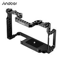 Andoer Camera Cage Aluminum Alloy with 1/4 Inch & 3/8 Inch Screw Holes Dual Cold Shoe Mount Compatible with Canon 5DS