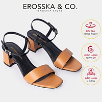Giày sandal cao gót Erosska thời trang mũi vuông phối quai dây mảnh nhiều màu cao 5cm EB030