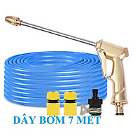 Bộ dây vòi xịt nước rửa xe, tưới cây , tăng áp 3 lần, loại 7m, 10m 206701-3 đầu đồng,cút,nối đen+ móc khoá
