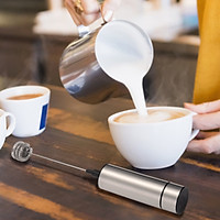 Skymore Milk Frother Handheld Powerful Battery Operated Foam Maker For Coffee/Milk/Eggs With Additional Double Spring Whisk Head & Triple Spring Whisk Head