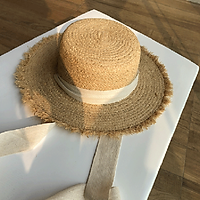 Mũ Lưỡi Trai Nữ Rộng Vành Chống Nắng Đi Biển Nón Đen Trắng Ruy Băng Nơ Ống Hút Nắp Casual Nữ Đầu Dẹt panama Hat