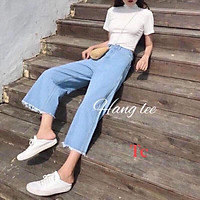 QUẦN bò ống rộng rua gấu