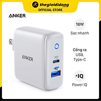Adapter sạc 2 cổng USB Type-C PD 18W Anker PowerPort PD+2 A2626 Trắng - Hàng chính hãng