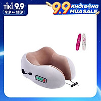 Gối Massage Cổ Hồng Ngoại, Mát Xa Du Lịch Không Dây (Đeo cổ) - Pin 2000 mAh - Tặng Kèm Máy 1 Massage Cầm Tay Mini| Sử dụng liệu pháp massage Shiatsu Nhật Bản