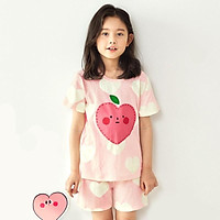 Bộ đồ ngắn tay mặc nhà cotton mịn cho bé gái U3025 - Unifriend Hàn Quốc, Cotton Organic