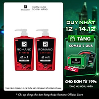 Combo 2 Tắm gội 2 trong 1 Romano hương nước hoa 650g/chai