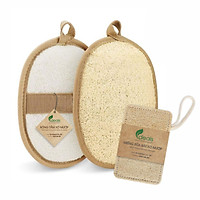 Combo 02 Bông Tắm Xơ Mướp ECODEALS 100% Xơ Mướp Hữu Cơ - Tặng 1 xơ mướp rửa chén - Xơ mướp loại 1, làm sạch cơ thể, tẩy da chết, massage linh hoạt, tạo bọt nhanh - KT lớn 11 x 16cm