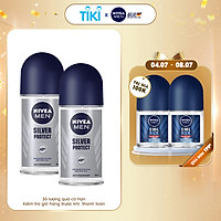 Combo 2 Lăn Ngăn Mùi NIVEA MEN Silver Protect Phân Tử Bạc Giảm 99.9% Vi Khuẩn Gây Mùi 50ml - 83778