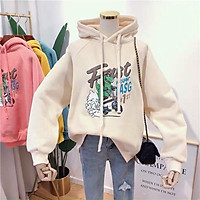 (HÌNH THẬT) ÁO KHOÁC HOODIE CHUI CỔ NỮ IN CHỮ NỔI FORM RỘNG CHÂT NỈ CỰC ĐẸP MẪU MỚI SIÊU HOT THỜI TRANG CAO CẤP FWS02