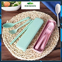 Bộ Thìa,Dĩa,Đũa,Muỗng Cá Nhân Bằng Lúa Mạch Có Hộp Đựng