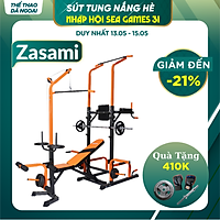 Giàn Tạ Đa Năng Zasami Có xà đơn xà kép gồm 1 đòn tạ 1m5 - Tặng kèm 1 đôi găng tay - Lựa chọn mức tạ đĩa nhựa ngẫu nhiên