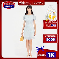 Đầm dáng xòe họa tiết cổ tròn GUMAC DB795