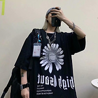 2 color【M-5XL】Fashion Short sleeve T-shirt Men Printed Pattern Flowers student couple short T-shirt unisex T-shirt Summer new style Oversize couple wear
