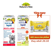 Combo 2 Siro Uống Nature's Way Kids Smart Liquid Zinc Và Multi + Iron Hỗ Trợ Nâng Cao Sức Đề Kháng Cho Trẻ