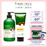 Bộ đôi gội xả Fresh Organic Phục hồi hư tổn chiết xuất hạt Macca hữu cơ 500g + 180g