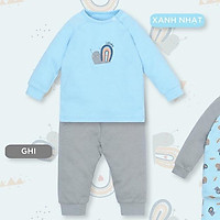 Bộ quần áo dài tay cotton dày bé trai Lullaby NH673P, bộ thu đông cao cấp chính hãng