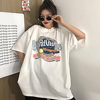 Áo phông, Áo thun unisex from rộng cổ tròn tay lỡ freesize 38-70kg - Worrd champ