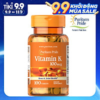 Viên uống đẹp da, hỗ trợ đông máu và chắc xương Vitamin K 100mg Puritan's Pride loại 100 viên