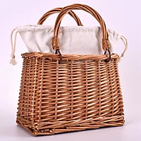 giỏ mây có quai xách, làn mây, giỏ picnic, túi mây cầm tay