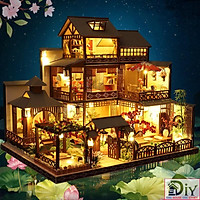 Mô hình nhà búp bê lắp ráp bằng gỗ BIỆT THỰ NHÃ TUYỀN (Kèm 3 BÌNH KEO + MICA + CÓT NHẠC) Quà tặng tự làm bằng gỗ