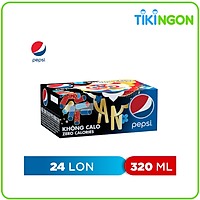 Thùng 24 Lon Nước Uống Có Gaz Pepsi Không Calo (320ml/Lon)
