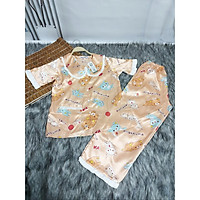ồ Bộ , Đồ Ngủ Satin loại 1 quần dài Rumyh03 Họa tiết dễ thương ảnh chụp trực tiếp , Size M L