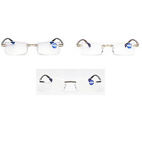 Men Framless Diamond-cut Reading Glasses with Anti-blue Light Lens