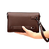 Ví bóp da cầm tay nam nữ KHÓA SỐ da bò TIANHONGDAISHU 22x14x4.5cm cao cấp (Nâu-Đen)