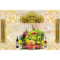 Tranh dán tường 3D phòng thờ - tranh phòng thờ đẹp