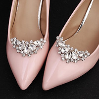 DECORATIVE CRYSTAL SHOE CLIPS SILVER PEARL RHINESTONE BUCKLE WEDDING BRIDAL