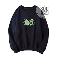 Áo Sweater Quả Bơ Cute Form Rộng Tay Phồng Unisex, Áo Nỉ Cổ Tròn Cute Hột Me Chất Nỉ Trần Bông Dày Dặn