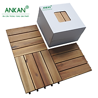 10 Tấm Ván Sàn Gỗ Vỉ Nhựa Lót Ban Công Sân Vườn - Loại 4 Nan Lớn, Ván Sàn Tự Nhiên Dùng Để Trang Trí Ban Công Ở Các Khu Chung Cư, Khu Nhà Ở Và Các Biệt Thự, Resort Cao Cấp - Có Thể Kết Hợp Với Vỉ Cỏ Nhân Tạo - Tự Lắp Ráp - Thương Hiệu ANKAN