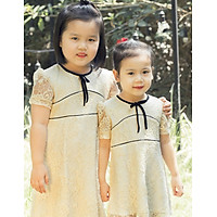 Đầm cho bé gái chất liệu ren phối viền dễ thương xinh xắn GUMAC DKA356 màu Kem ( dành cho bé gái từ 12 tháng đến 7 tuổi)