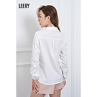 Áo sơ mi công sở nữ dài tay đẹp kiểu Hàn Quốc form rộng chất lụa cao cấp màu Trắng Đen Xanh Be LEERY S.M-01