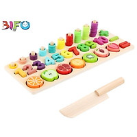 Đồ chơi bằng gỗ học đếm số, tính khối cột và cắt hoa quả cho bé phát triển tư duy 
