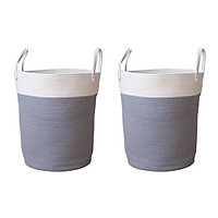2pcs Cotton Rope Basket Baby Kids Toys Laundry Woven Basket Nursery Bin Set