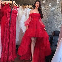 Đầm dự tiệc đuôi tôm trễ vai lưới TRIPBLE T DRESS - size M/L (kèm ảnh/video thật) MS8Y