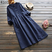 Đầm Maxi Nữ Tay Dài Kiểu Dáng Baby Doll Chất Liệu Vải Thoáng Mát (Thương Hiệu ZANZEA)