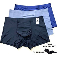 Combo 3 Quần Sịp Nam Quần Lót Đùi Nam Boxer Thun lạnh Mềm Mịn Siêu Thoáng Mát, Co Giãn 4 Chiều Cao Cấp TAKIHA TẶNG Đôi Tất Nam