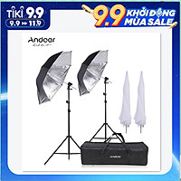 Bộ 2 Ô Trắng Và Bạc Đèn Flash Andoer (2 x 2M) + 2 Chân Đèn (83cm) + Đế Gắn B-Type + 1 Túi Đựng Cho Canon Nikon Yong