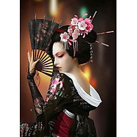 Bimkole 5D Diamond Painting Fan Geisha Full Drill DIY Rhinestone Pasted with Diamond Set Arts Craft Decorations (12x16inch)