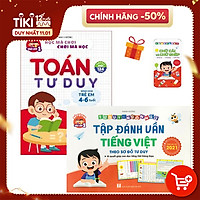 Combo Sách Tập đánh vần Tiếng Việt và Toán tư duy cho trẻ em bản mới nhất 2021 - Tặng kèm bộ thẻ học
