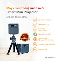 Máy chiếu thông minh mini Vayo - Smart Mini Projector công nghệ DLP kết nối Android, IOS, pin 2 tiếng, có sẵn loa, độ phân giải fullHD sắc nét, hàng chính hãng, bảo hành 12 tháng