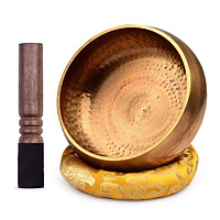 ammoon Tibetan Singing Bowl Set with 20.5cm/ 8inch Large Handmade Metal Sound Bowl & Soft Cushion & Wooden Striker for