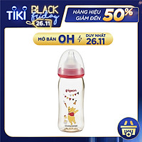 Bình sữa cổ rộng PPSU Plus Gấu Pooh Pigeon 240ml (M)
