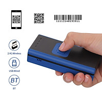 Aibecy Máy quét mã vạch mini 1D 2D QR Mini cầm tay 3 trong 1 BT & 2.4G Không dây & Đầu đọc mã vạch có dây USB Hỗ trợ quét màn hình